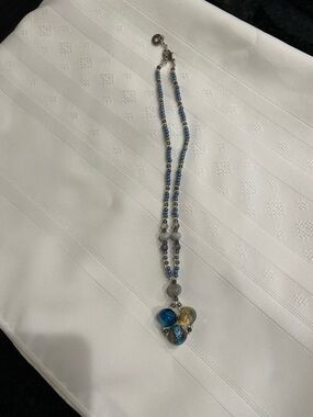 Antica Murrina Murano Glass Blue Beaded Necklace.